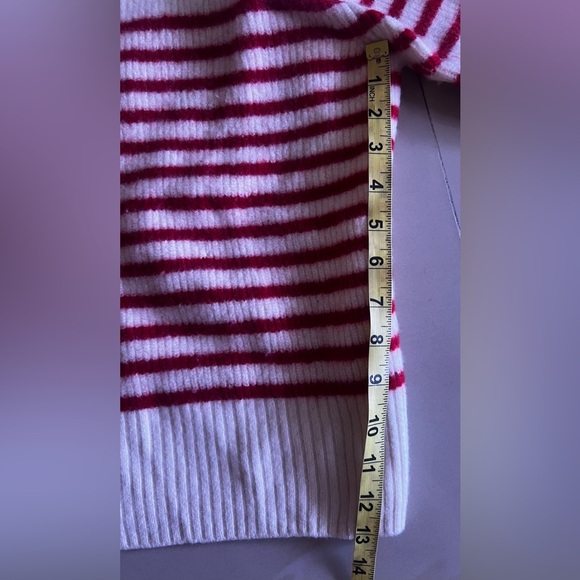 ZARA Turtleneck Ribbed Knit Wool Sweater Striped Red size S - Picture 12 of 16